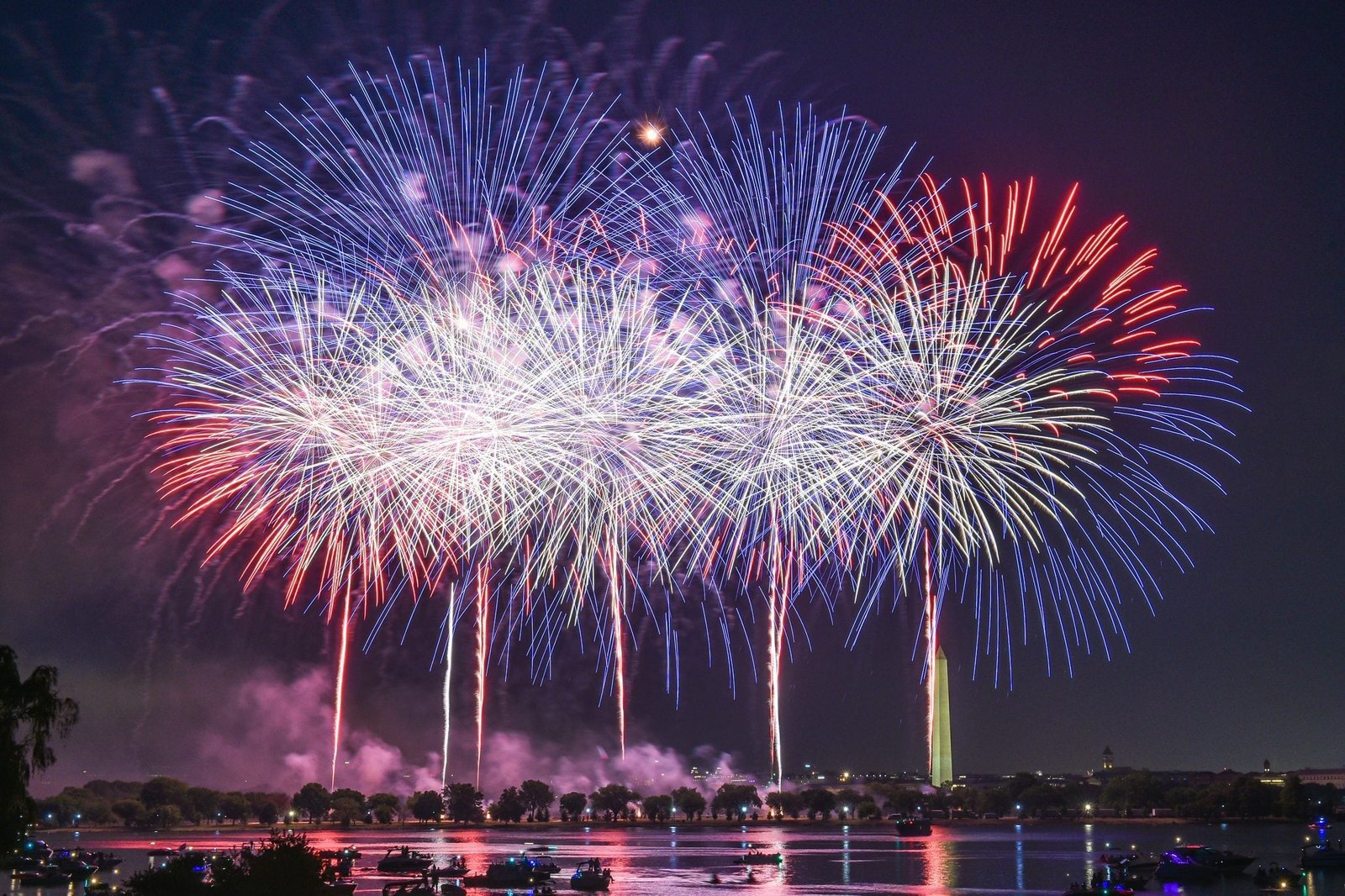 Grand aerial fireworks display over a city skyline